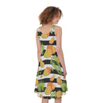 Mango Fruit Striped Pattern Print Women's Sleeveless Dress