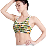 Mango Fruit Striped Pattern Print Women's Sports Bra