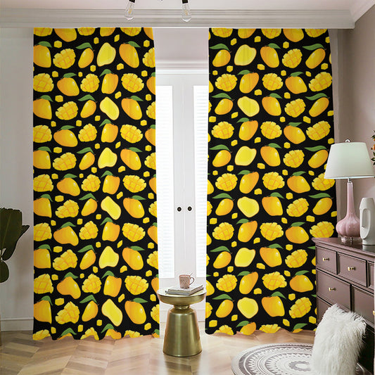 Mango Pattern Print Blackout Pencil Pleat Curtains