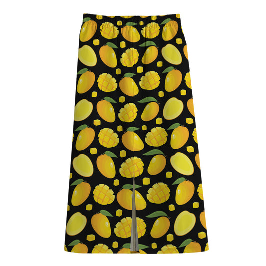 Mango Pattern Print Cotton Front Slit Maxi Skirt