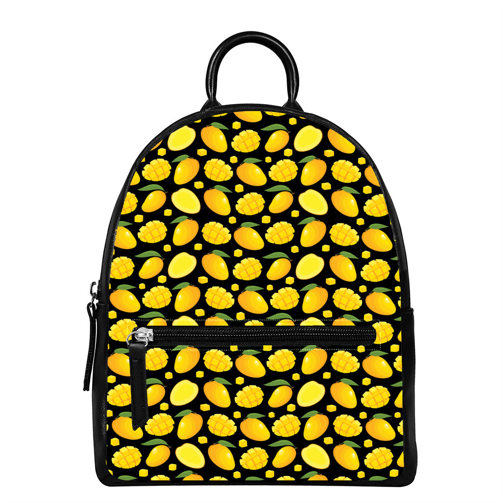 Mango Pattern Print Leather Backpack