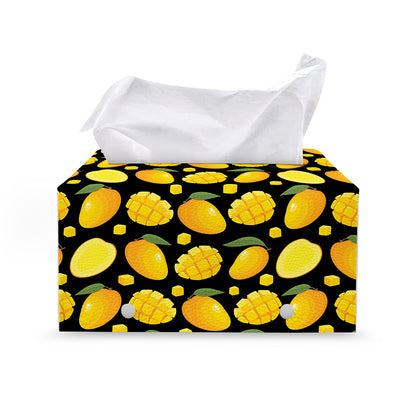Mango Pattern Print Leather Tissue Box Cover