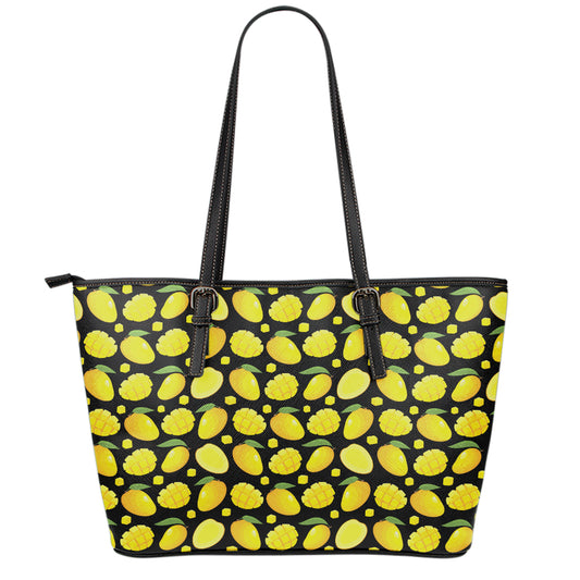 Mango Pattern Print Leather Tote Bag