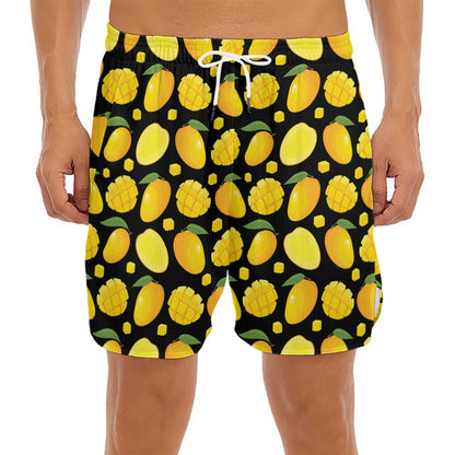 Mango Pattern Print Men's Split Running Shorts