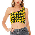 Mango Pattern Print One Shoulder Crop Top