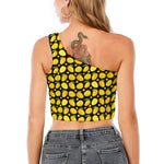 Mango Pattern Print One Shoulder Crop Top