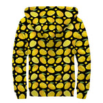 Mango Pattern Print Sherpa Lined Zip Up Hoodie