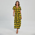 Mango Pattern Print Short Sleeve Maxi Dress