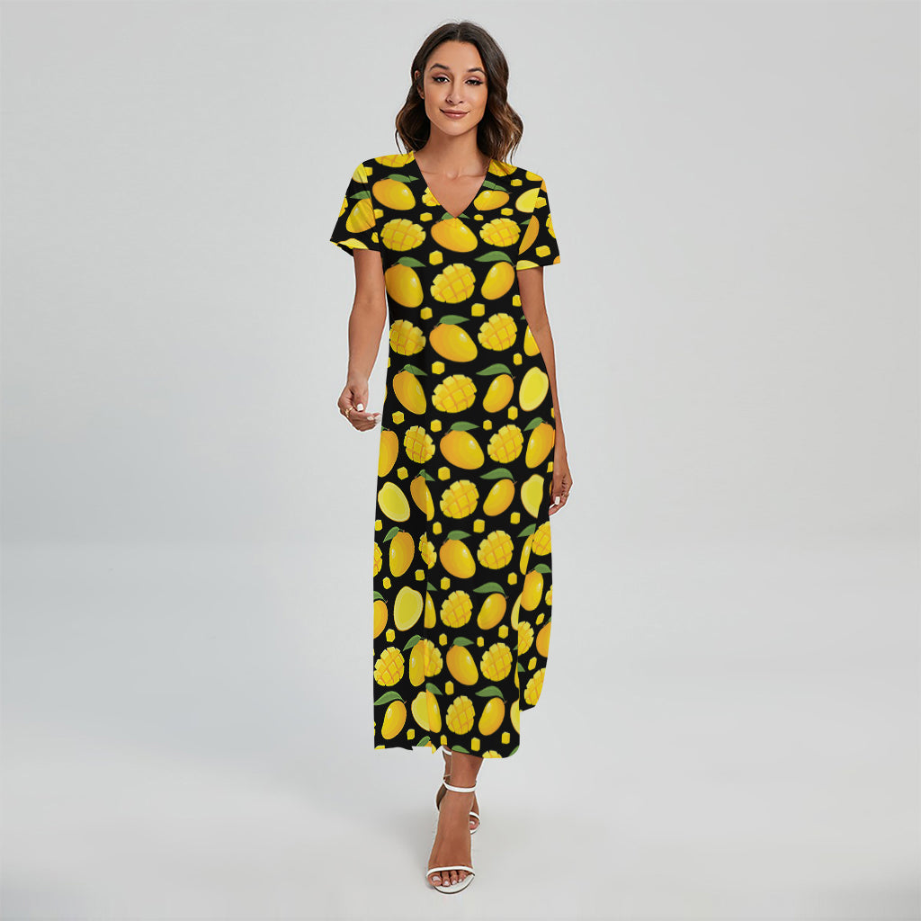 Mango Pattern Print Short Sleeve Maxi Dress