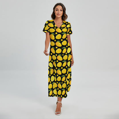 Mango Pattern Print Short Sleeve Maxi Dress