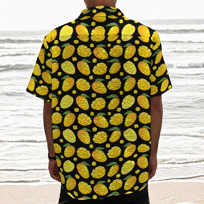 Mango Pattern Print Textured Short Sleeve Shirt