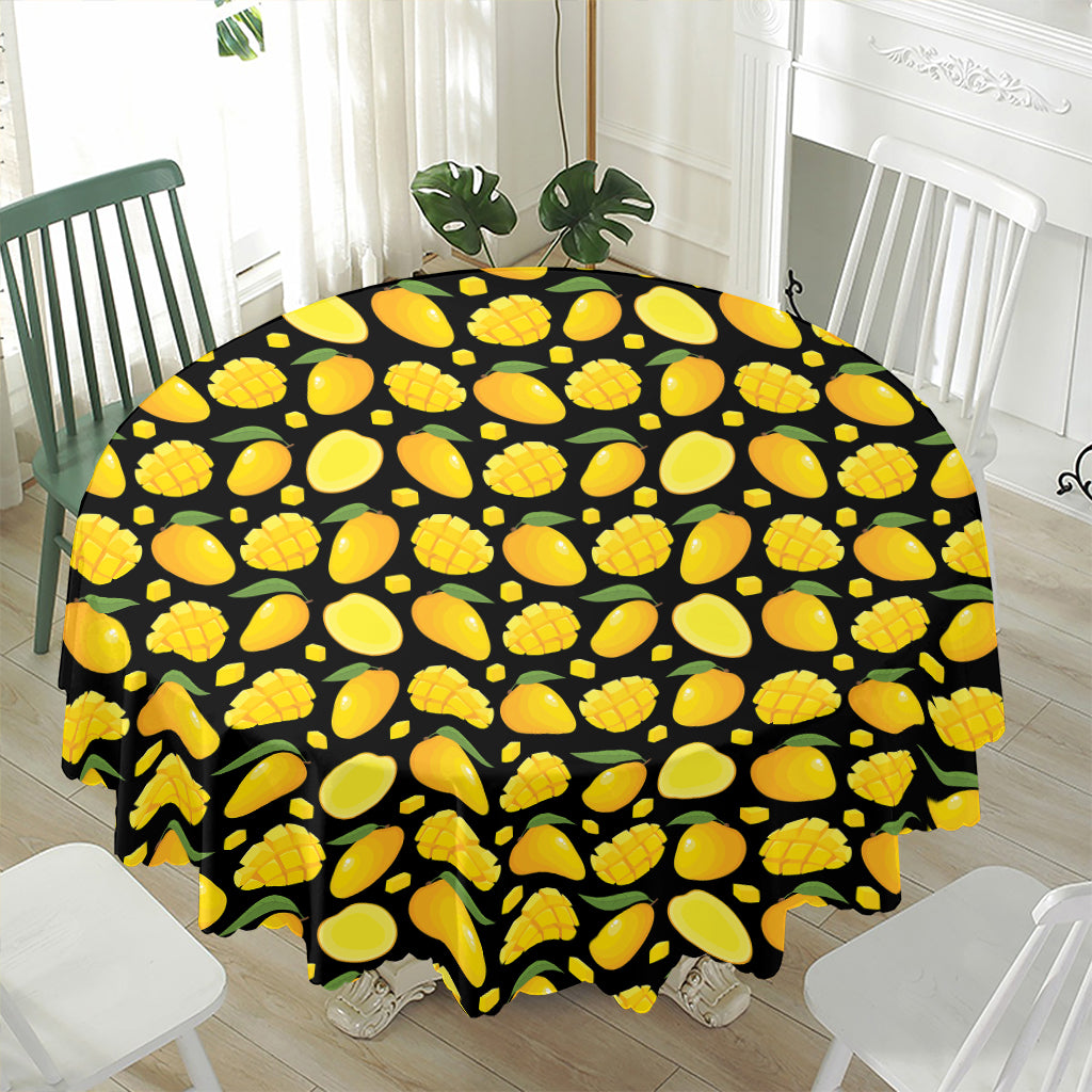 Mango Pattern Print Waterproof Round Tablecloth