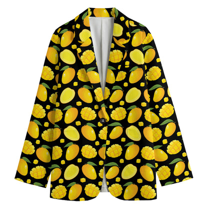 Mango Pattern Print Women's Cotton Blazer
