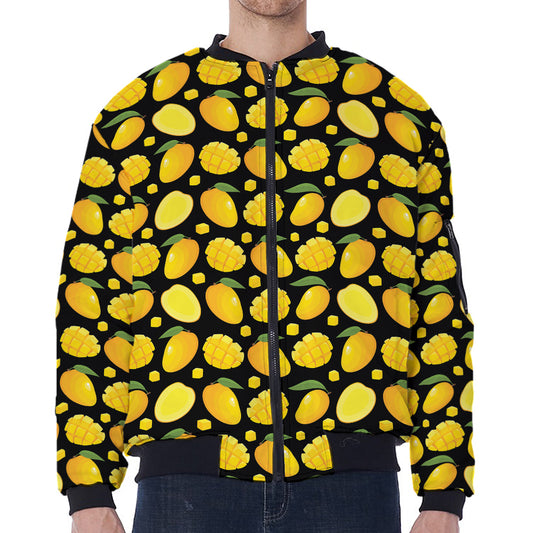 Mango Pattern Print Zip Sleeve Bomber Jacket