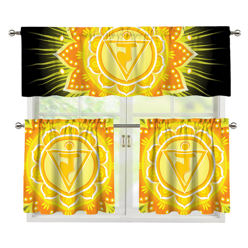 Manipura Chakra Mandala Print 3 Piece Kitchen Curtains