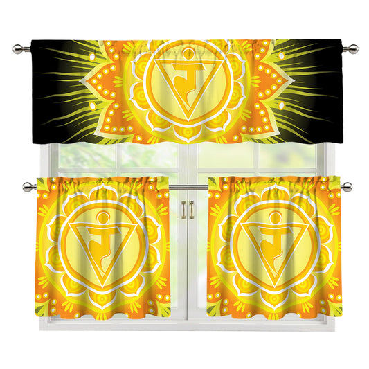 Manipura Chakra Mandala Print 3 Piece Kitchen Curtains