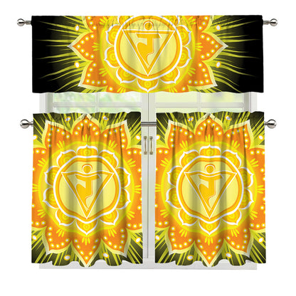 Manipura Chakra Mandala Print 3 Piece Kitchen Curtains