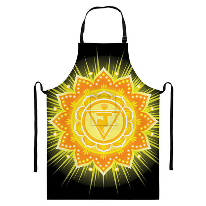 Manipura Chakra Mandala Print Bib Apron With Pocket