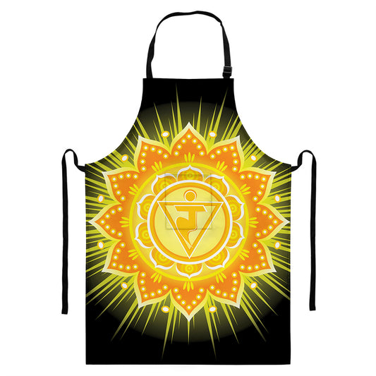 Manipura Chakra Mandala Print Bib Apron With Pocket