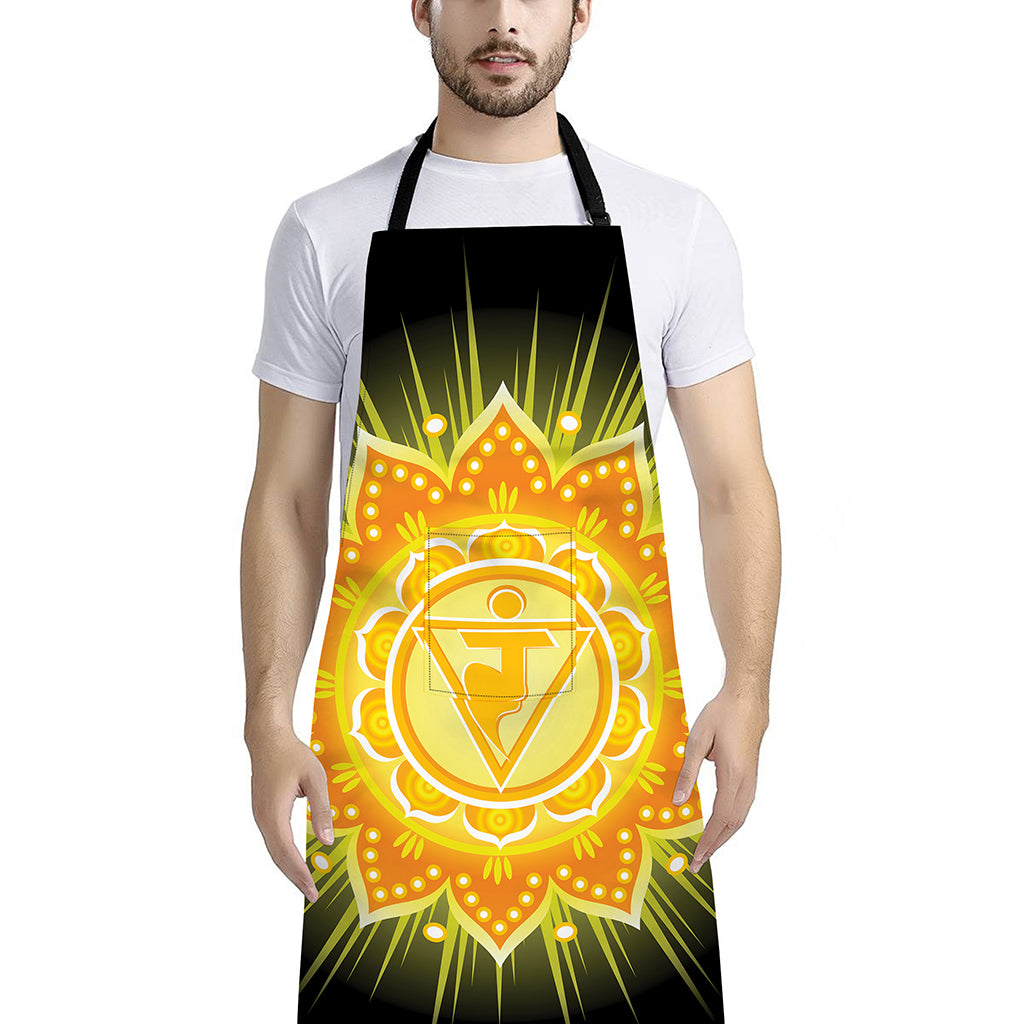 Manipura Chakra Mandala Print Bib Apron With Pocket