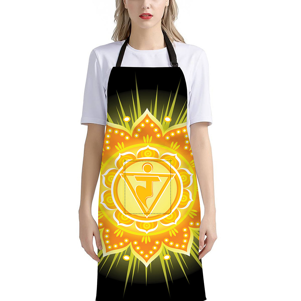 Manipura Chakra Mandala Print Bib Apron With Pocket