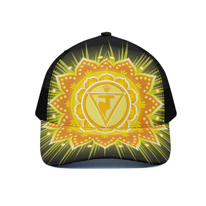 Manipura Chakra Mandala Print Black Mesh Trucker Cap