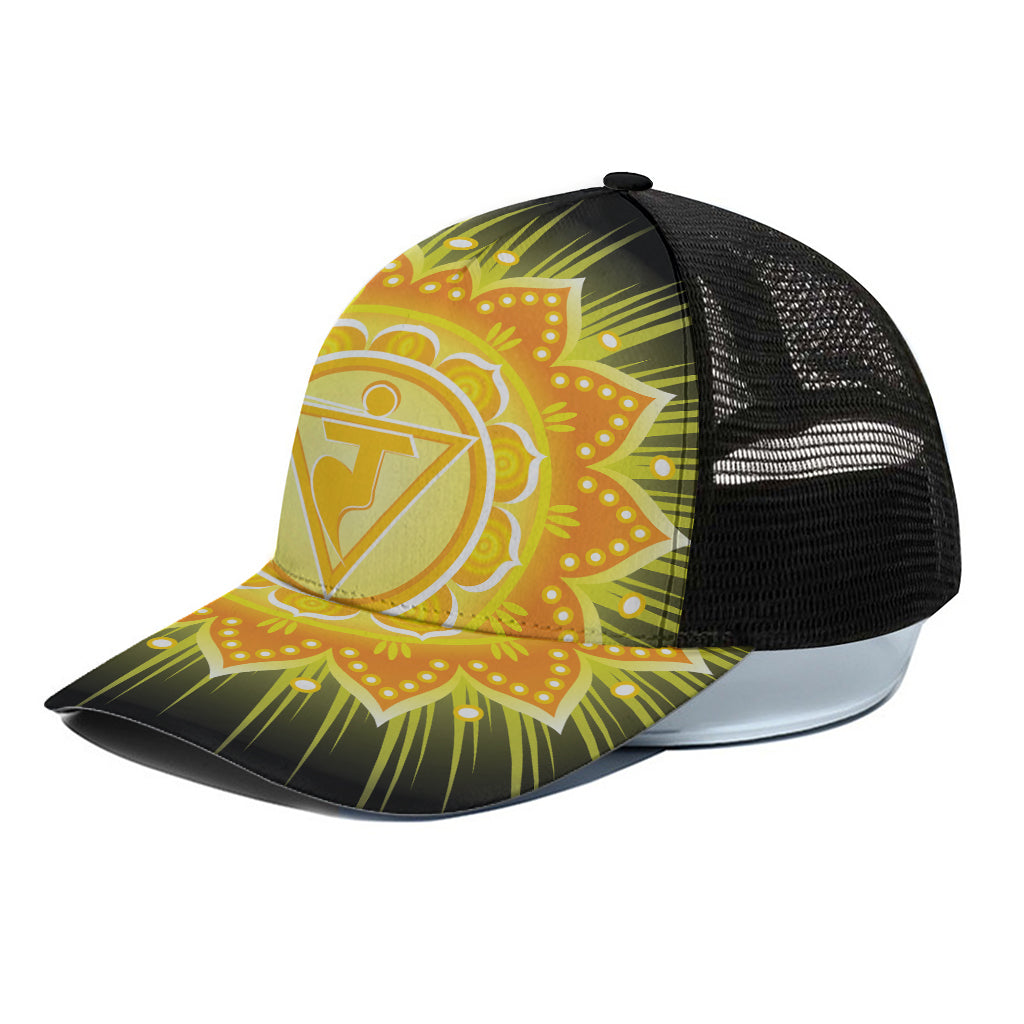 Manipura Chakra Mandala Print Black Mesh Trucker Cap
