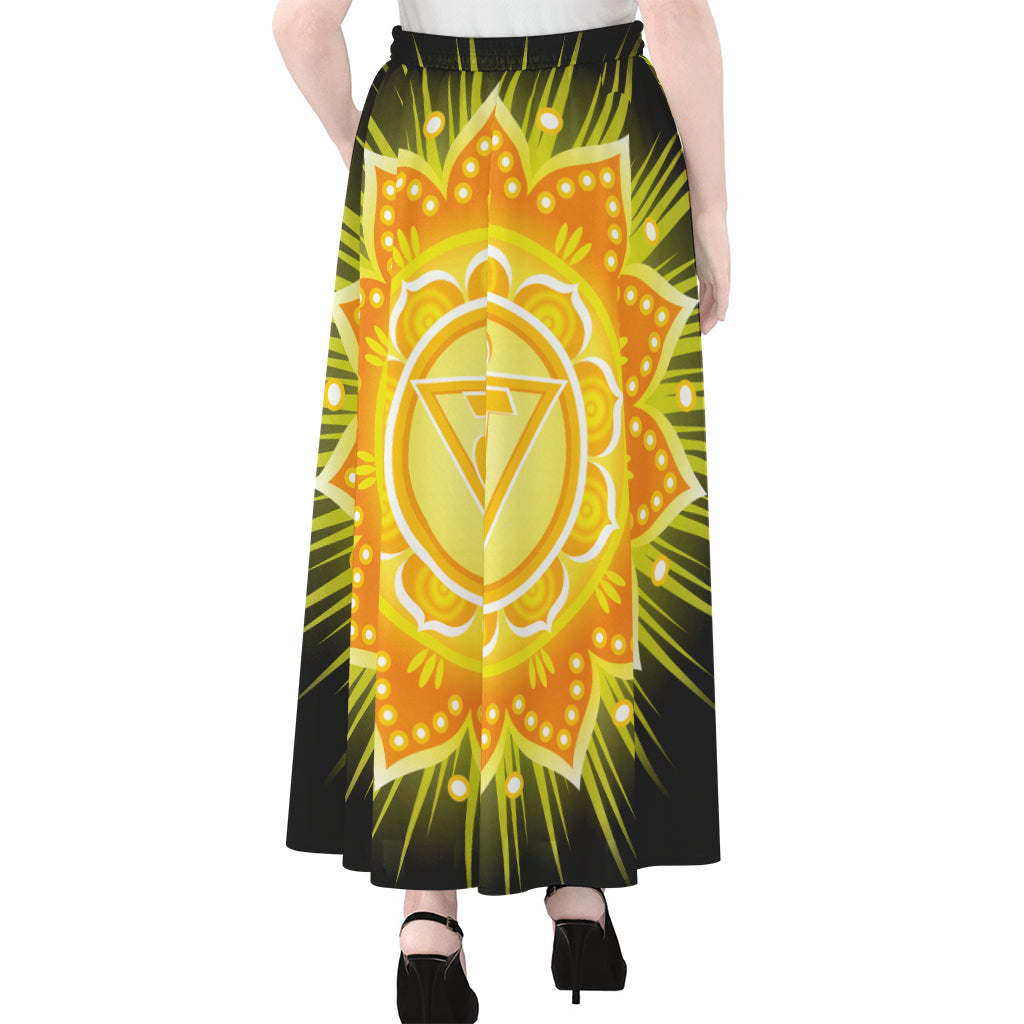 Manipura Chakra Mandala Print Chiffon Maxi Skirt