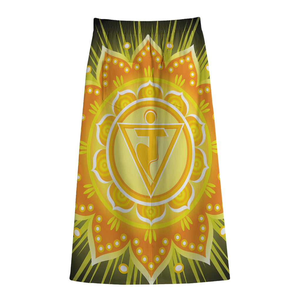 Manipura Chakra Mandala Print Cotton Front Slit Maxi Skirt