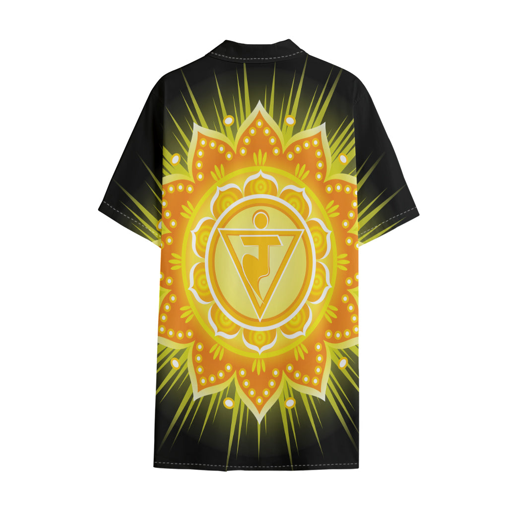 Manipura Chakra Mandala Print Cotton Hawaiian Shirt