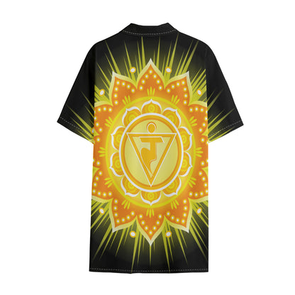 Manipura Chakra Mandala Print Cotton Hawaiian Shirt