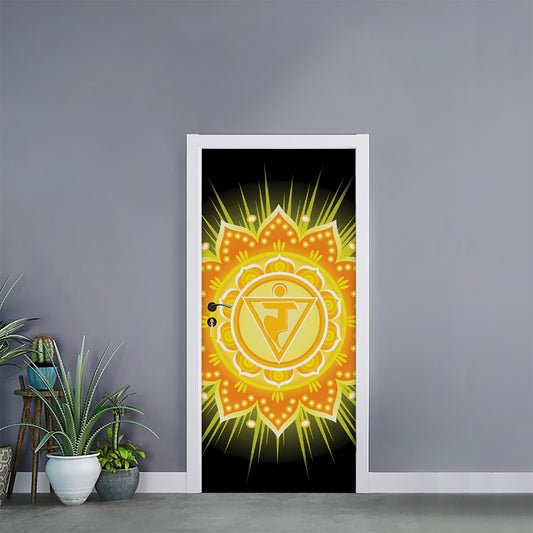 Manipura Chakra Mandala Print Door Sticker