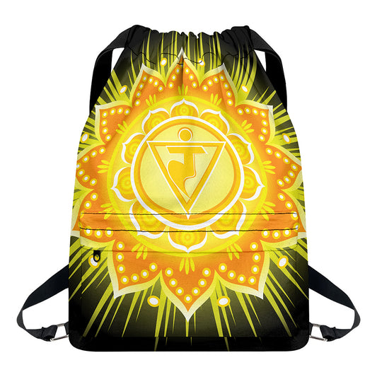 Manipura Chakra Mandala Print Drawstring Backpack