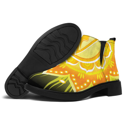 Manipura Chakra Mandala Print Flat Ankle Boots