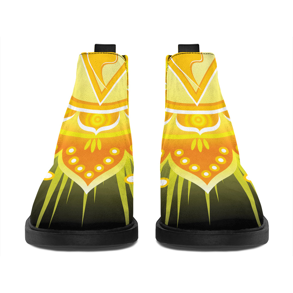 Manipura Chakra Mandala Print Flat Ankle Boots