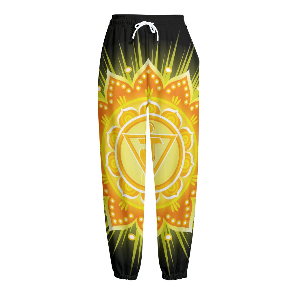 Manipura Chakra Mandala Print Fleece Lined Knit Pants
