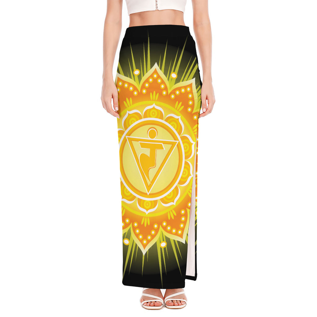 Manipura Chakra Mandala Print High Slit Maxi Skirt