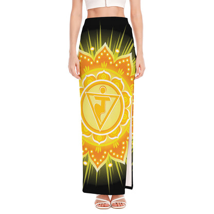 Manipura Chakra Mandala Print High Slit Maxi Skirt