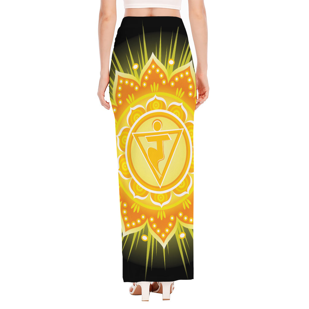 Manipura Chakra Mandala Print High Slit Maxi Skirt