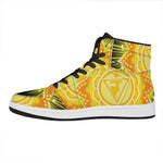 Manipura Chakra Mandala Print High Top Leather Sneakers