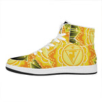 Manipura Chakra Mandala Print High Top Leather Sneakers