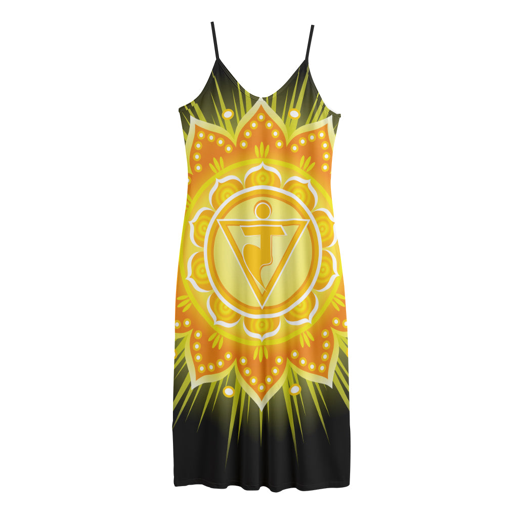 Manipura Chakra Mandala Print Jersey Midi Cami Dress