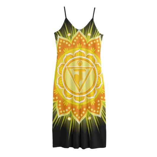 Manipura Chakra Mandala Print Jersey Midi Cami Dress