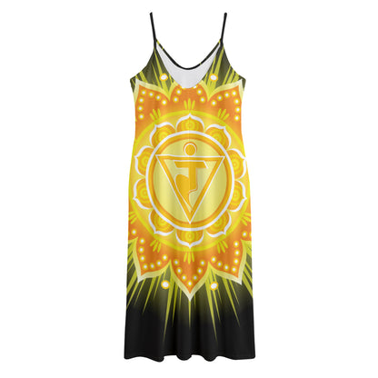 Manipura Chakra Mandala Print Jersey Midi Cami Dress