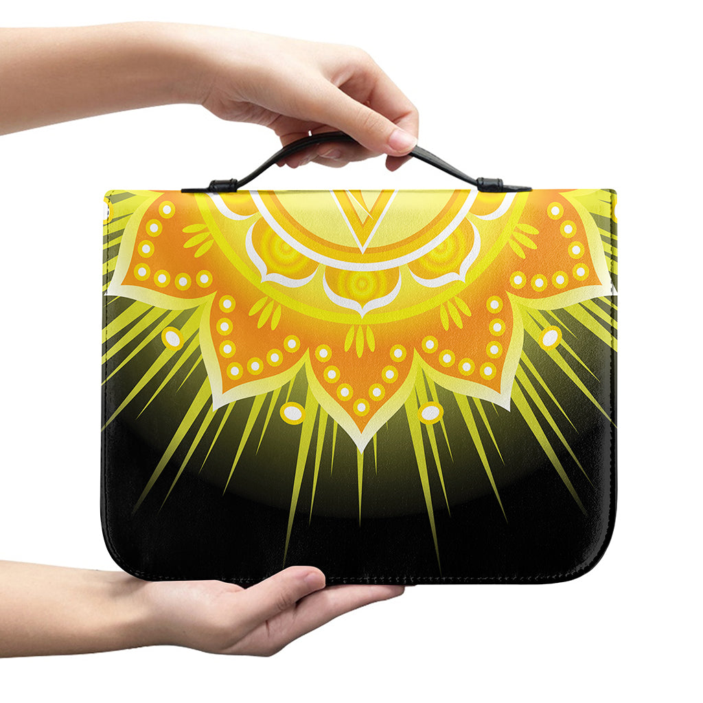 Manipura Chakra Mandala Print Leather Bible Cover