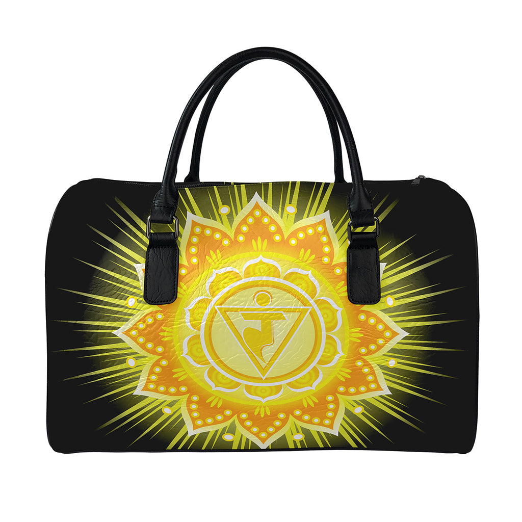 Manipura Chakra Mandala Print Leather Duffle Bag