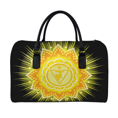 Manipura Chakra Mandala Print Leather Duffle Bag