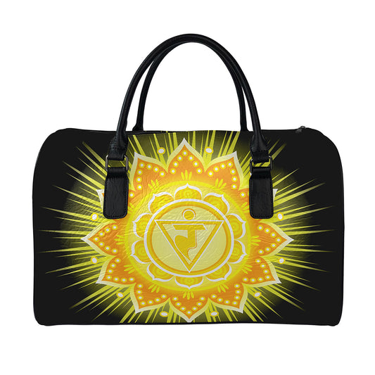 Manipura Chakra Mandala Print Leather Duffle Bag