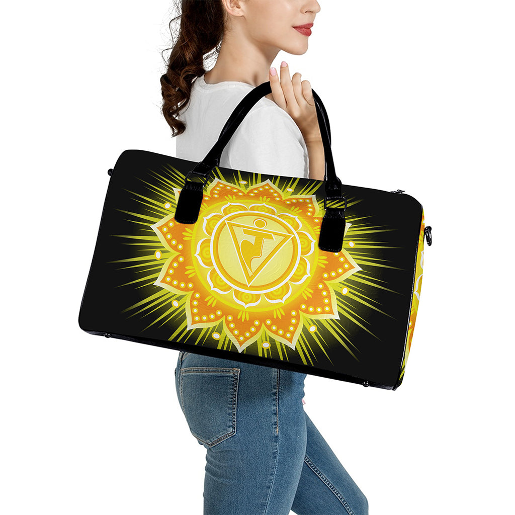Manipura Chakra Mandala Print Leather Duffle Bag
