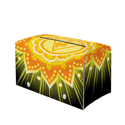 Manipura Chakra Mandala Print Leather Tissue Box Cover